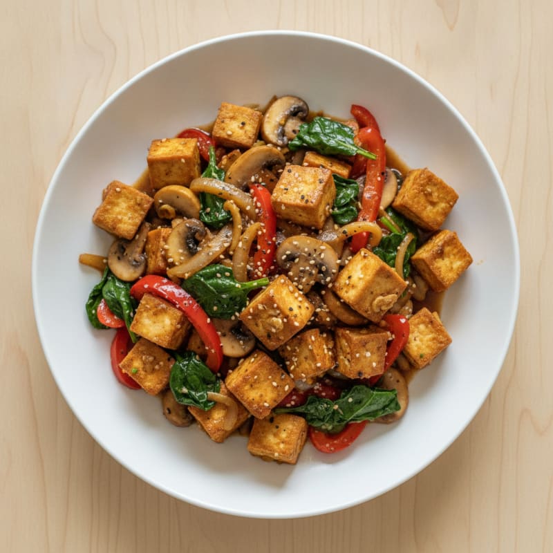 Garlic Tofu and Mushroom Stir-Fry