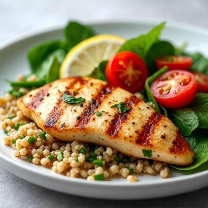 Grilled Chicken Breast with Quinoa Spinach Salad