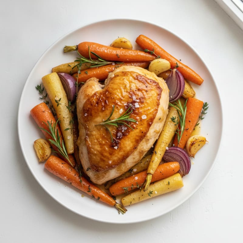 Garlic Herb Roasted Chicken with Root Vegetables