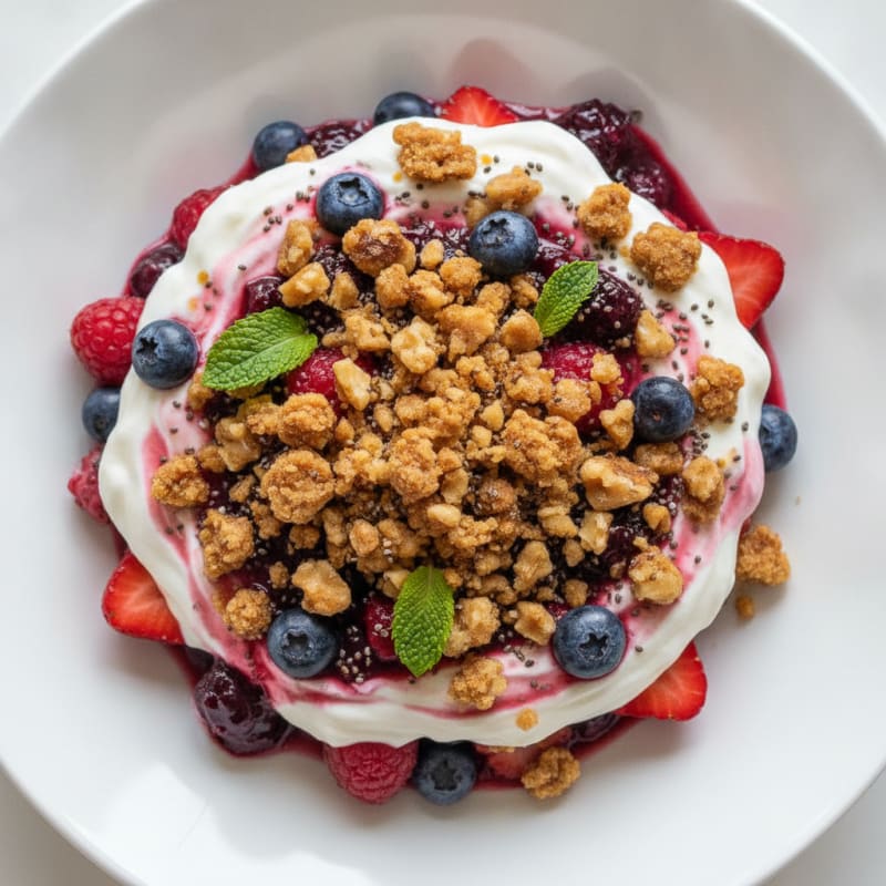 Greek Yogurt Protein Parfait with Mixed Berries