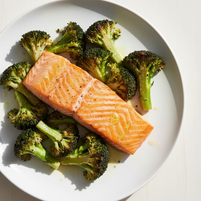 Seared Salmon Fillet with Roasted Broccoli