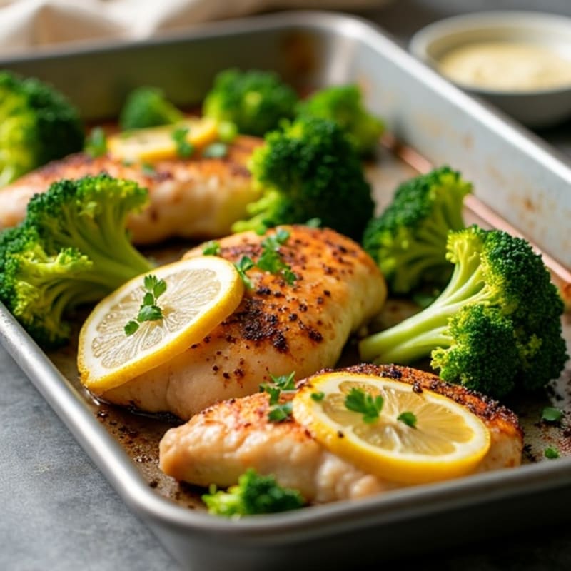 Sheet Pan Lemon Garlic Roasted Chicken and Broccoli