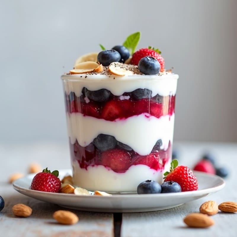 Greek Yogurt Protein Parfait with Berries and Almonds