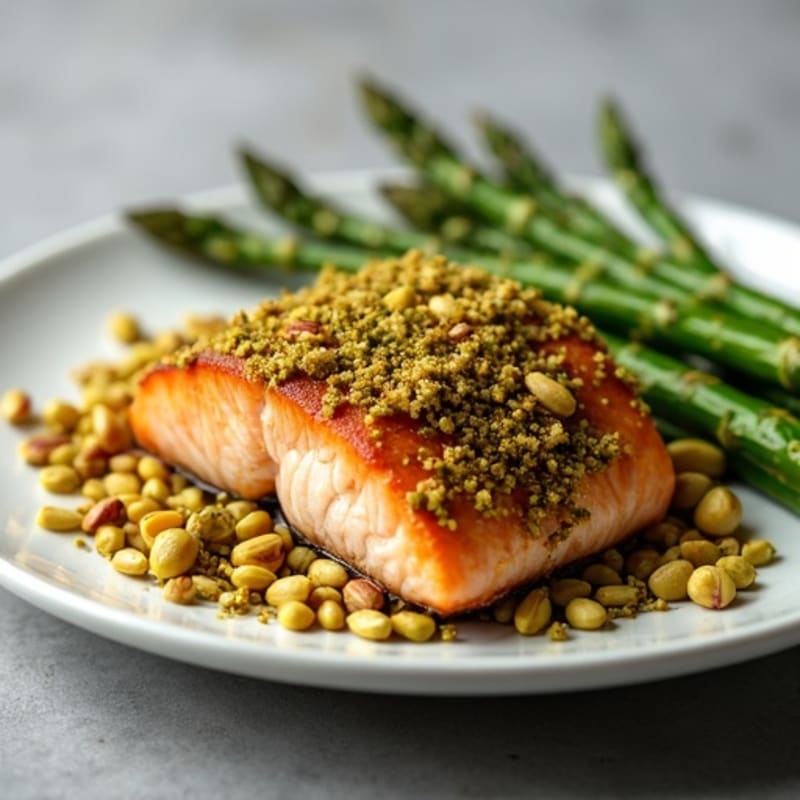 Crispy Pistachio-Crusted Salmon with Roasted Asparagus