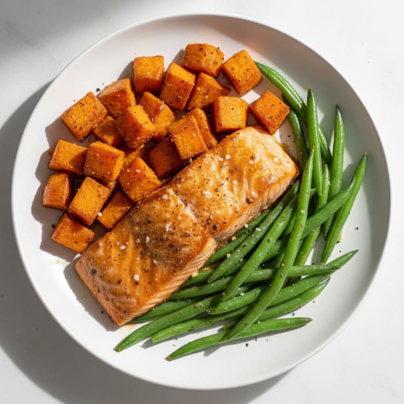 Maple-Glazed Salmon with Roasted Sweet Potatoes
