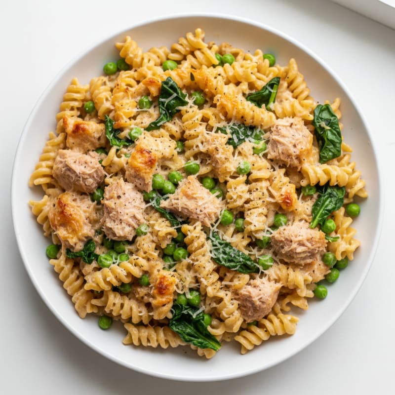 Creamy Garlic Tuna Pasta Bake