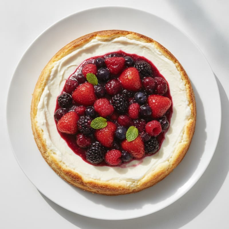 Greek Yogurt Protein Cheesecake with Mixed Berries