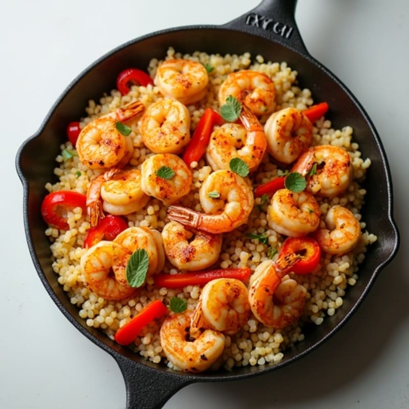 Spicy Shrimp and Chicken Cauliflower Rice Skillet