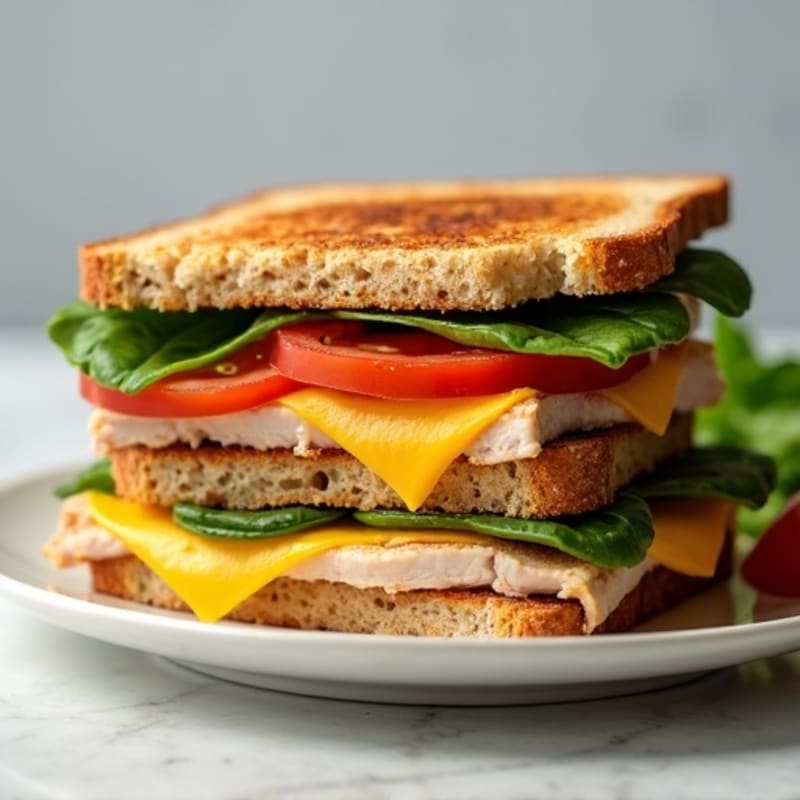 Lean Turkey and Veggie Grilled Cheese Stack