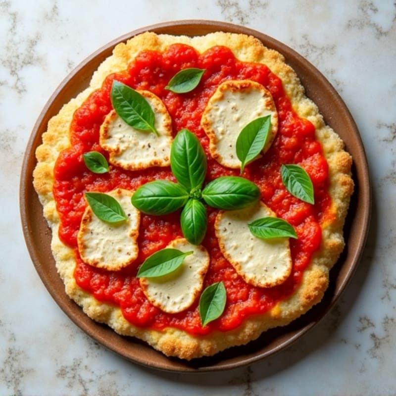 Crispy Cauliflower Crust Pizza with Fresh Basil and Cashew Cheese