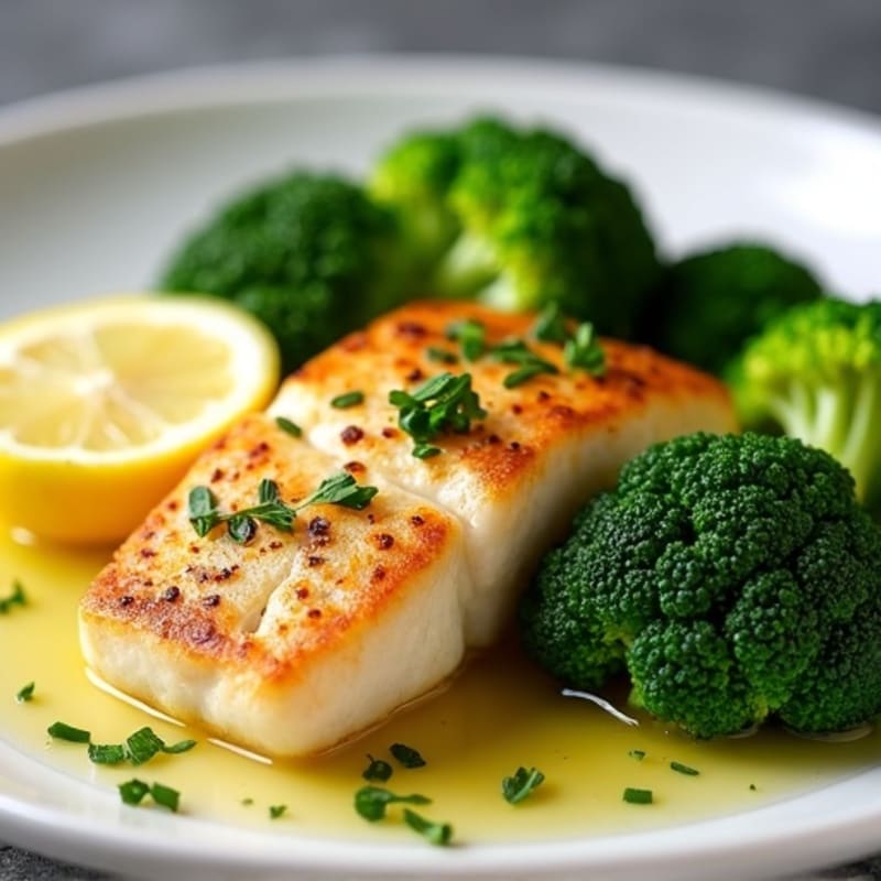 Seared Tilapia with Steamed Broccoli and Lemon
