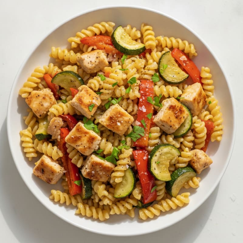 Gluten-Free Pasta with Roasted Vegetables and Chicken