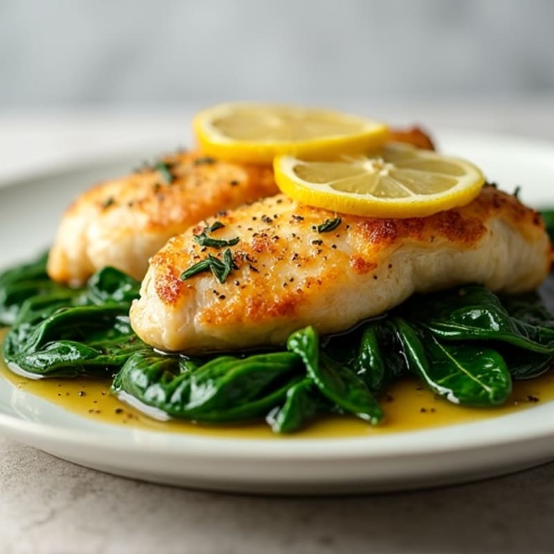 Lemon Garlic Pan-Seared Chicken with Fresh Spinach