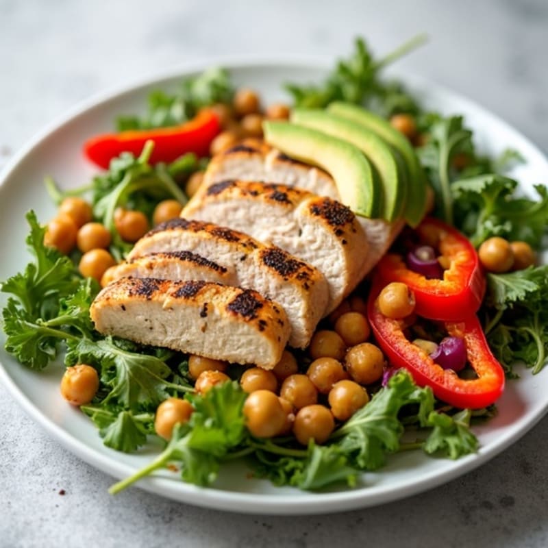 Grilled Turkey Breast Salad with Chickpeas and Roasted Peppers
