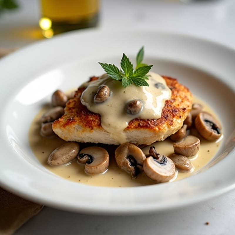 Pan-Seared Chicken with Creamy Truffle Mushroom Sauce