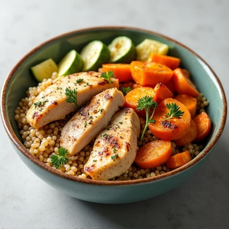 Grilled Chicken and Quinoa Bowl with Roasted Vegetables