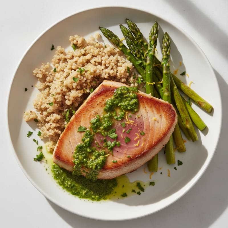 Pan-Seared Tuna with Lemon-Herb Sauce