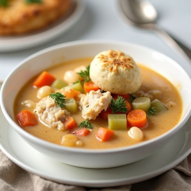 Creamy Chicken and Vegetable Stew with Fluffy Dumplings