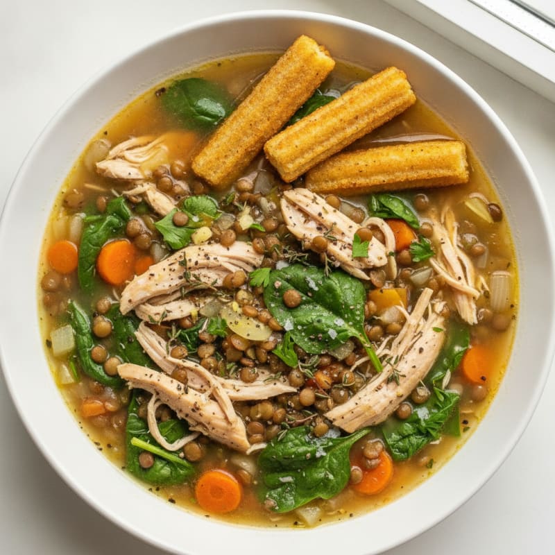High-Protein Chicken and Lentil Broth