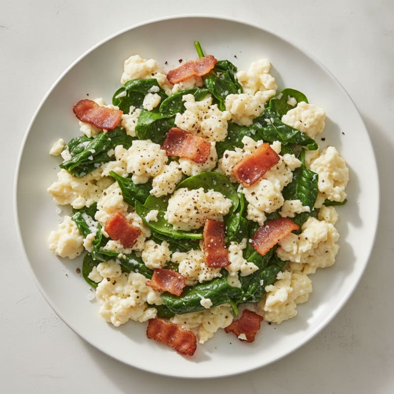 Egg White Scramble with Spinach and Turkey Bacon