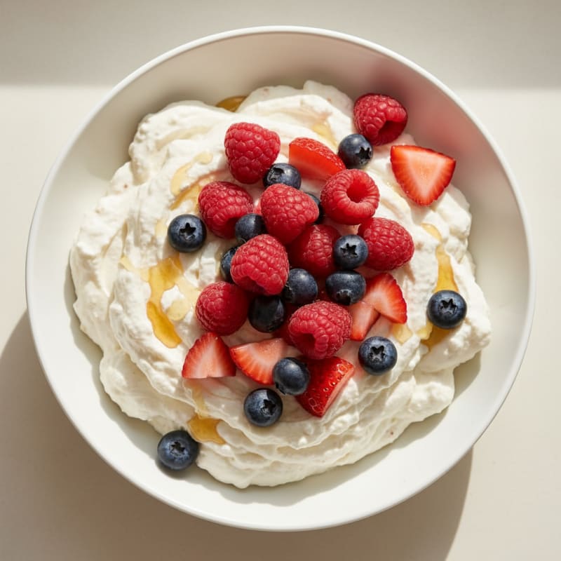 Greek Yogurt Protein Mousse with Mixed Berries