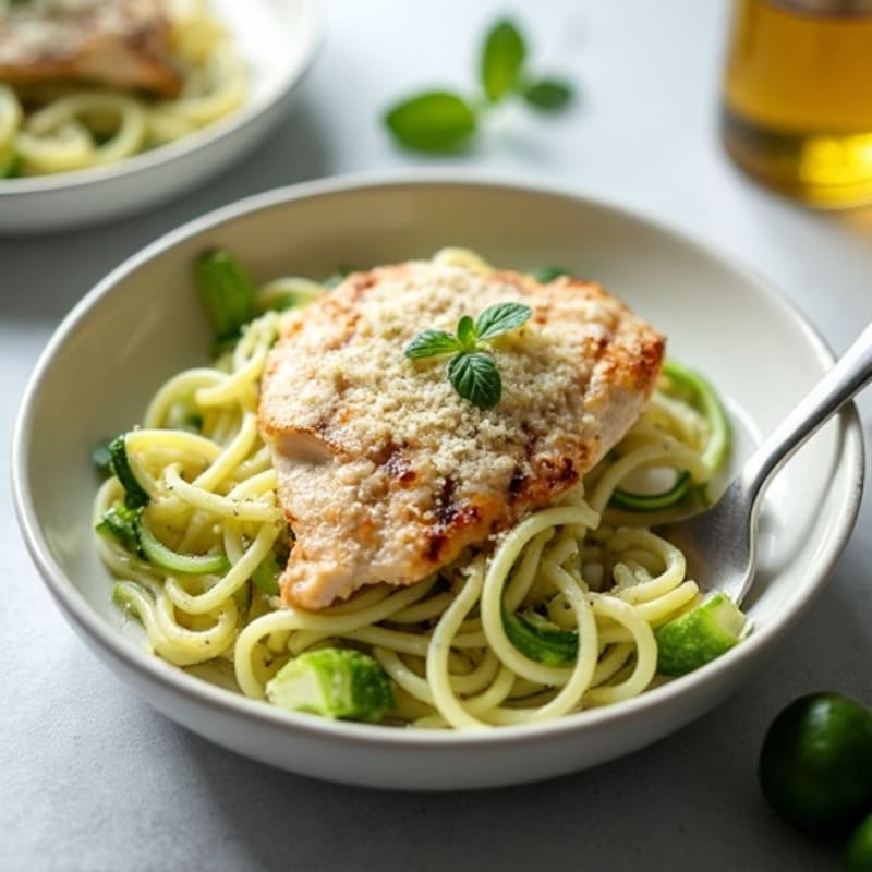 Lightened-Up Creamy Chicken Alfredo with Zucchini Noodles