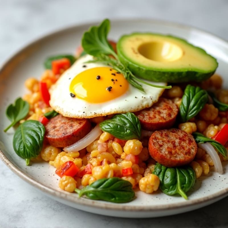 Egg White Veggie Scramble with Turkey Sausage