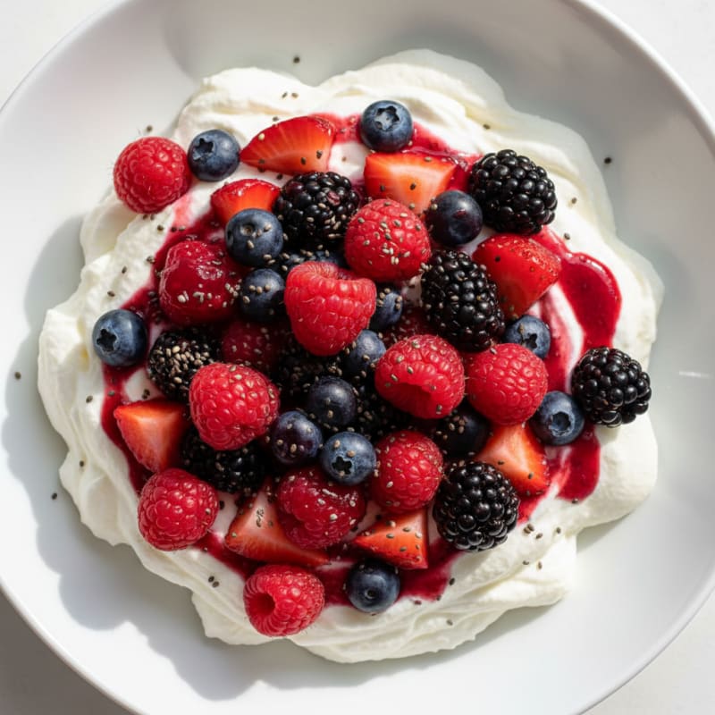 Greek Yogurt Protein Mousse with Mixed Berries