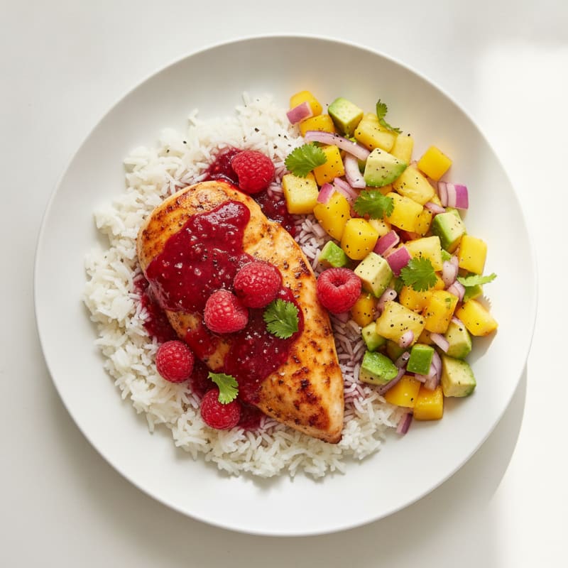 Berry-Glazed Chicken with Tropical Salsa