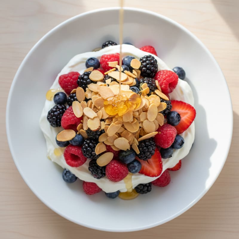 Creamy Greek Yogurt Parfait with Mixed Berries and Almonds
