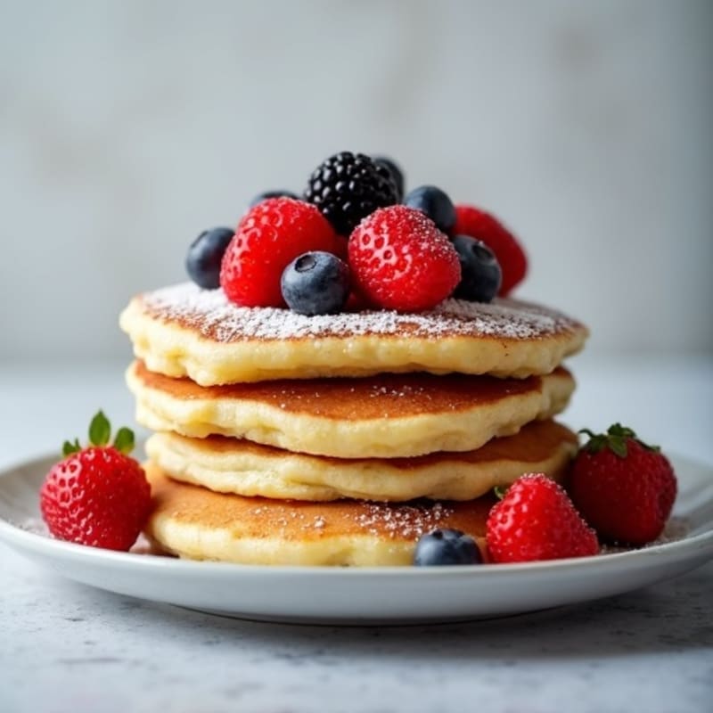 Fluffy Protein Pancakes with Fresh Berries