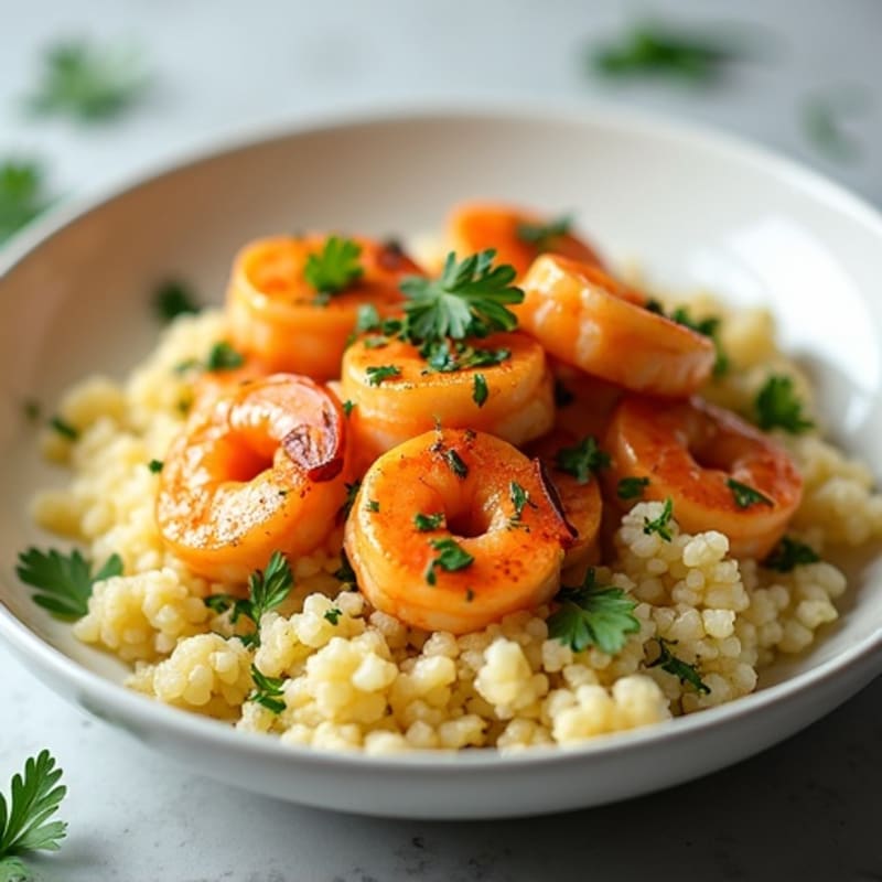 Garlic-Lemon Pan Seared Shrimp with Herb Cauliflower Rice