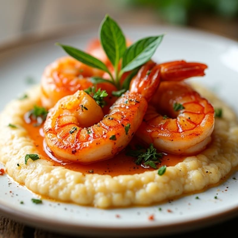 Spicy Pan-Seared Shrimp with Creamy Grits