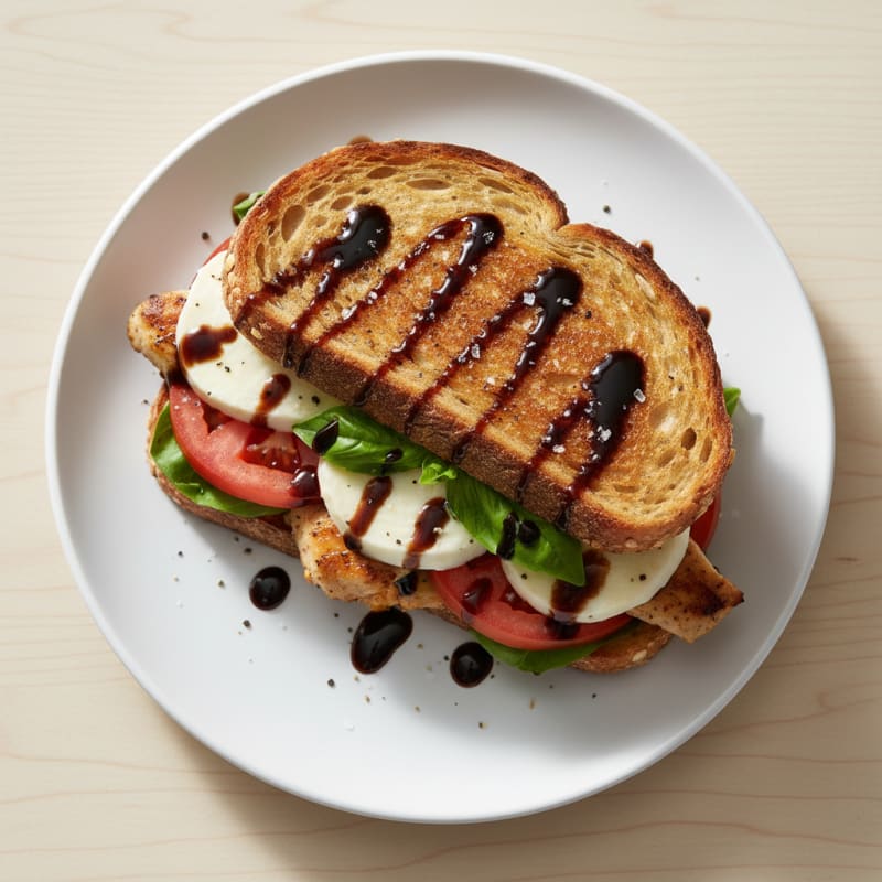 Golden Grilled Caprese Sandwich with Balsamic Glaze