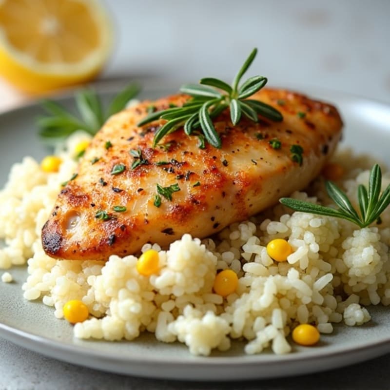 Herb-Roasted Chicken with Fluffy Cauliflower Rice