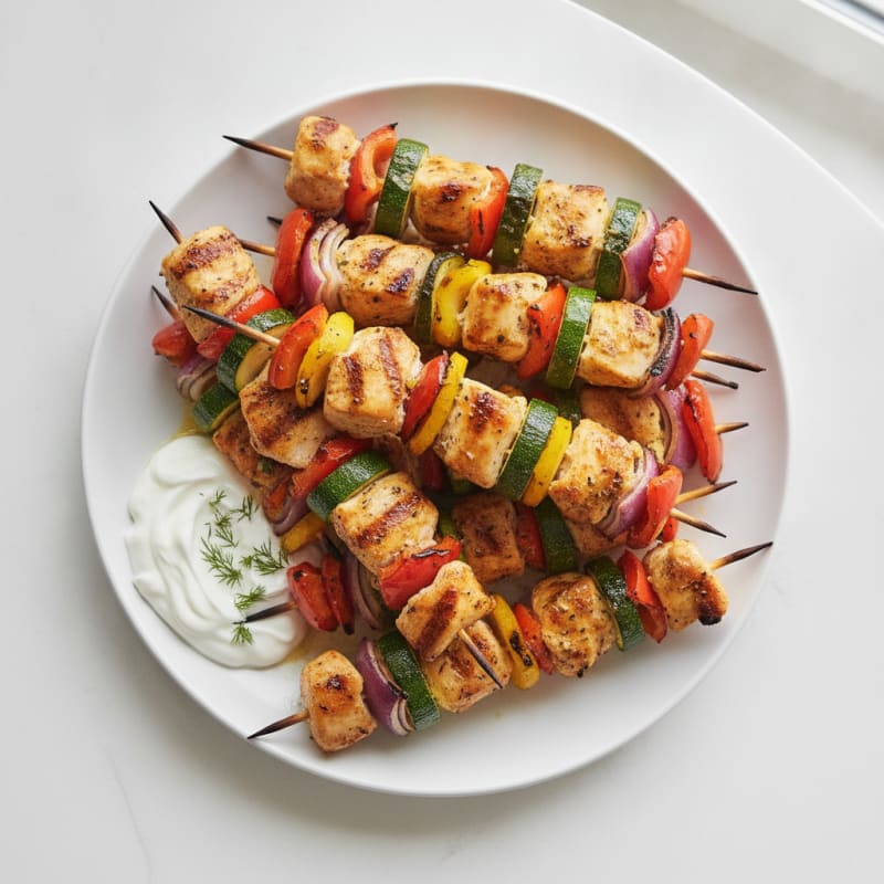 Grilled Lemon-Herb Chicken and Veggie Skewers