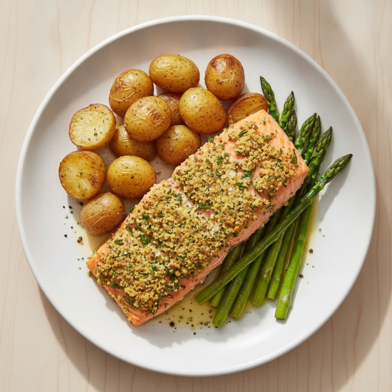 Herb-Crusted Salmon with Roasted Vegetables