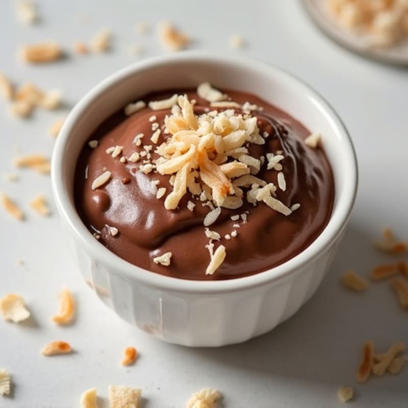 Silky Chocolate Protein Pudding with Toasted Coconut