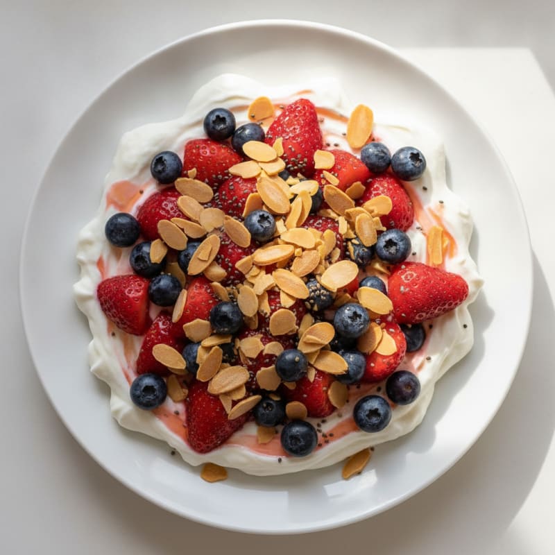 Greek Yogurt Protein Parfait with Berries and Almonds