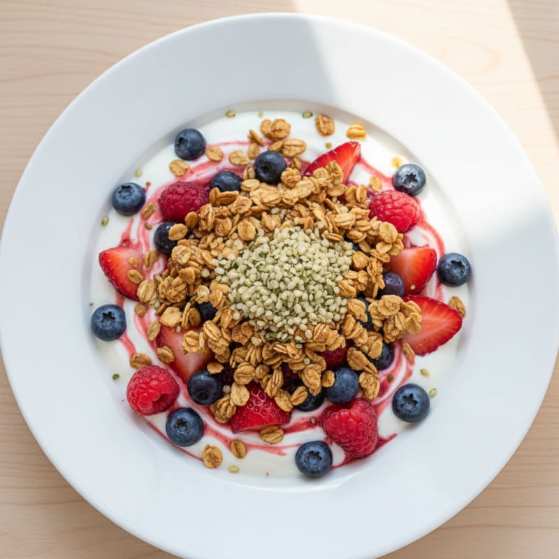 Greek Yogurt Berry Protein Parfait with Hemp Seeds