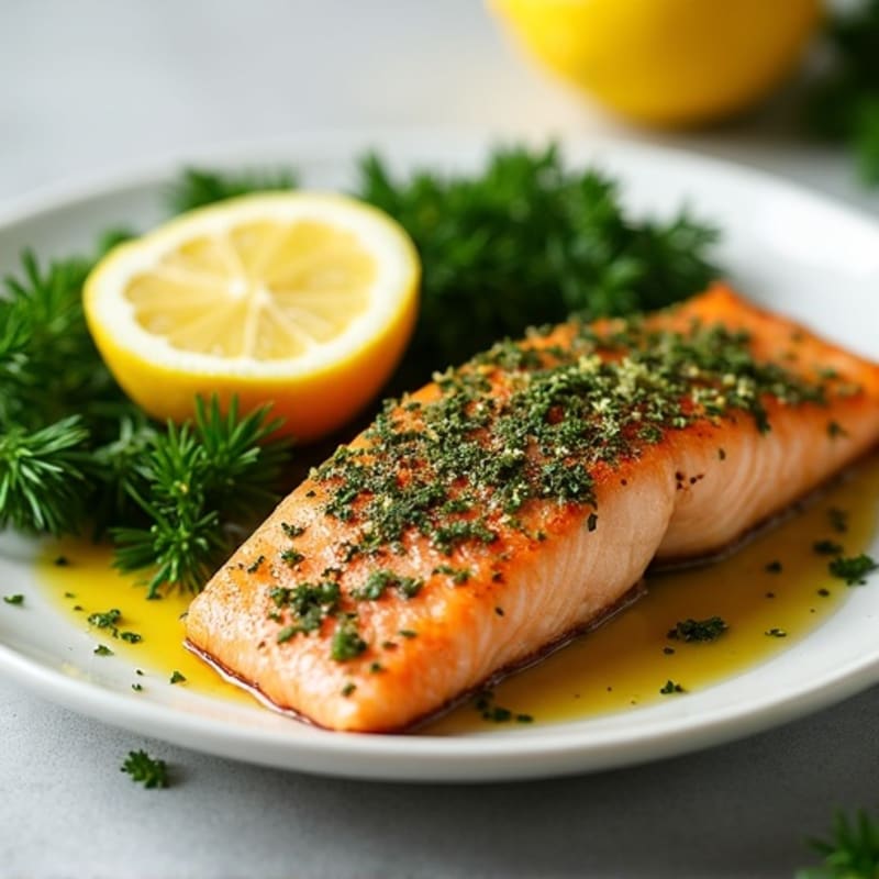 Herb-Crusted Pan Seared Salmon with Lemon