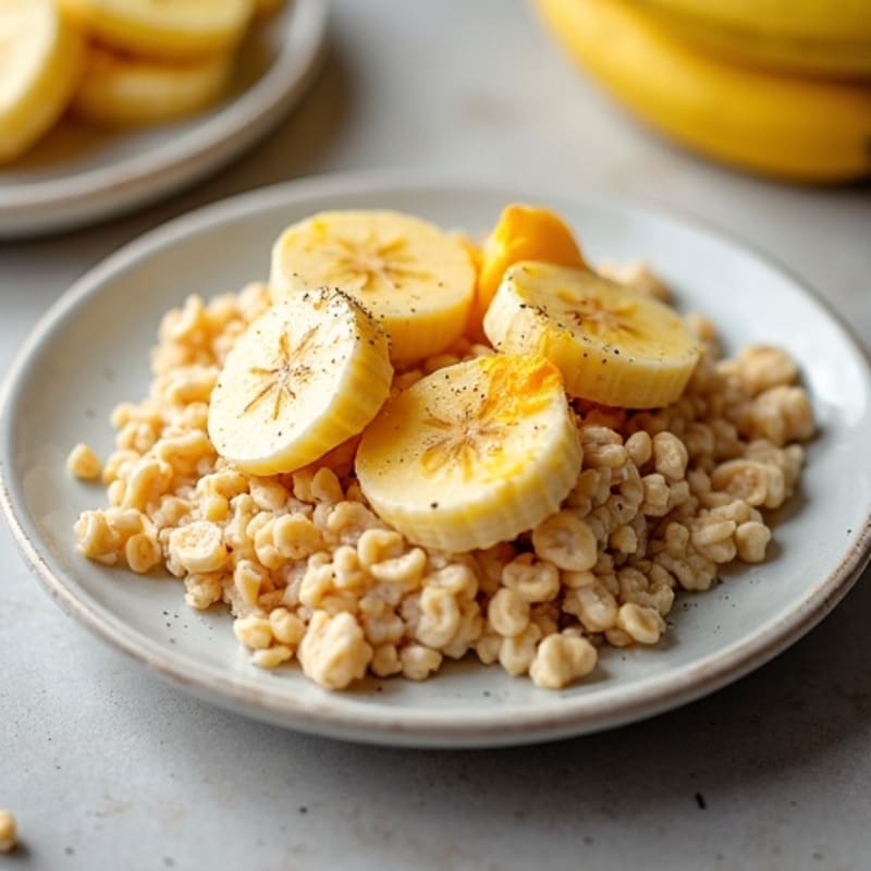 Creamy Banana Oatmeal with Soft-Scrambled Eggs