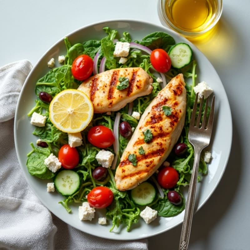 Herb-Citrus Grilled Chicken with Fresh Mediterranean Salad