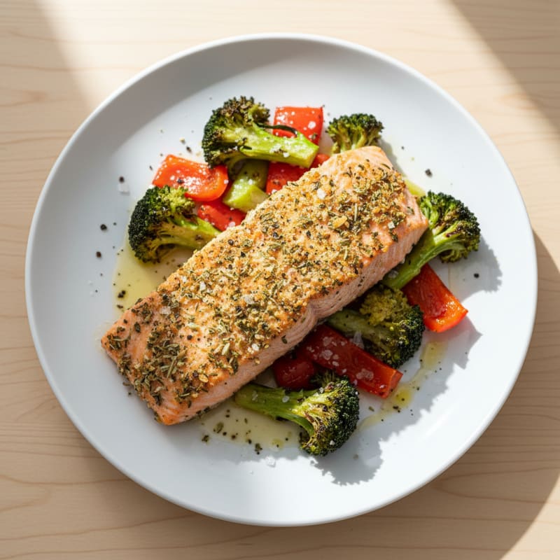 Herb-Crusted Salmon with Roasted Vegetables