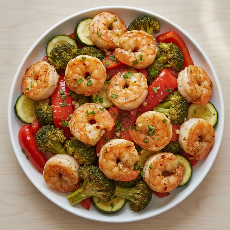 Garlic Shrimp with Roasted Vegetables