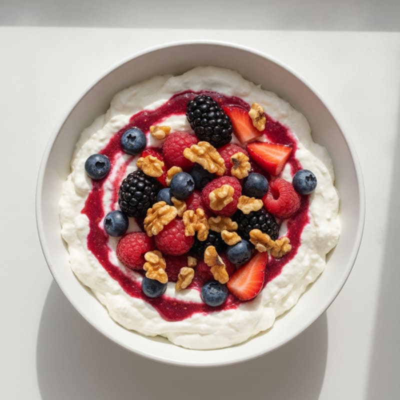 Silky Greek Yogurt Protein Mousse with Mixed Berries