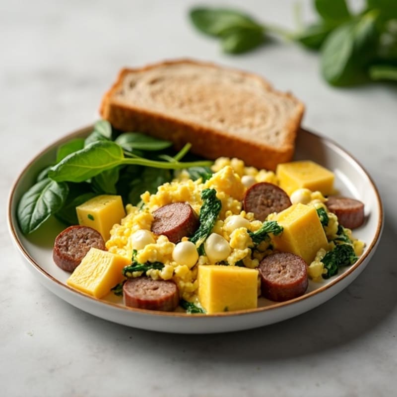 Egg White and Turkey Sausage Scramble with Spinach