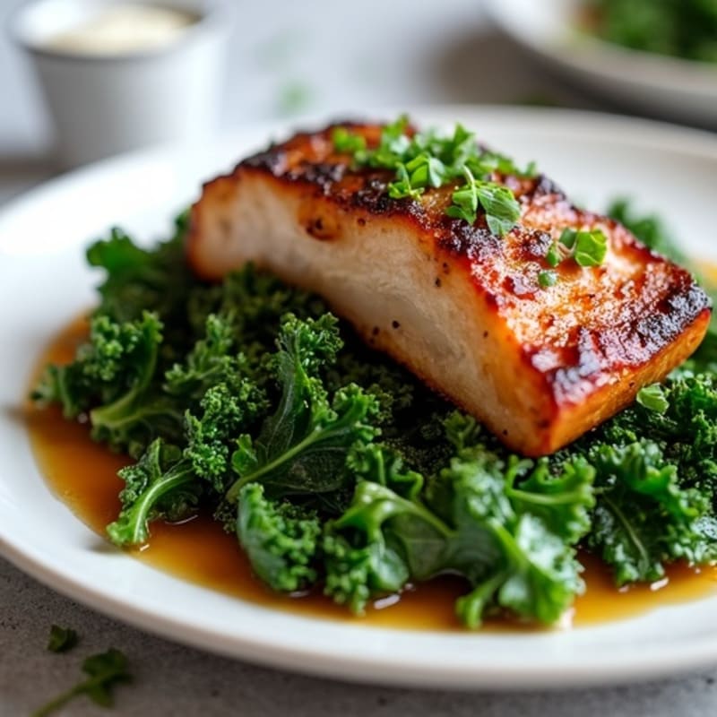 Tender Slow-Braised Pork Belly with Sautéed Greens
