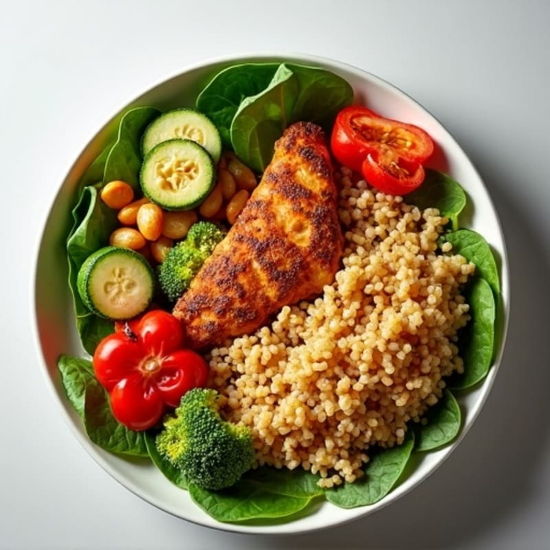 Crispy Chicken and Roasted Vegetable Power Bowl