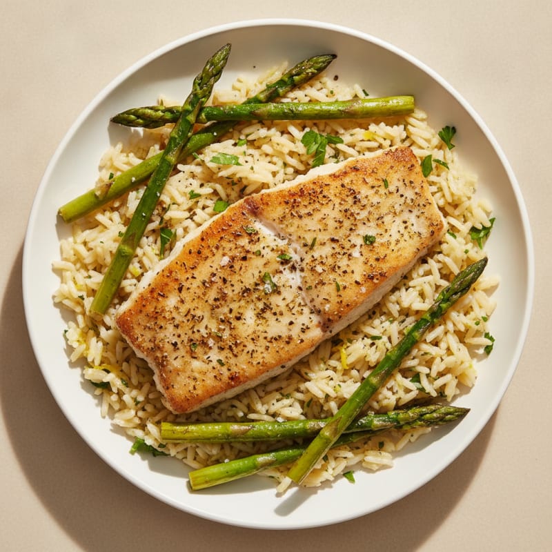 Pan-Seared Haddock with Lemon-Herb Rice